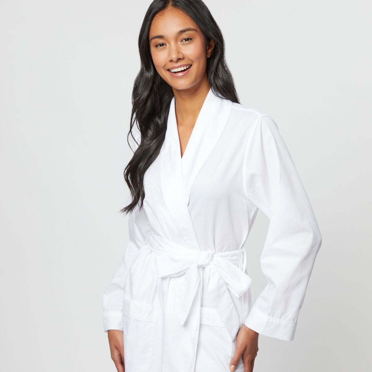 ladies short dressing gowns Women's Jacquard Cotton Gown - White | Luxury Dressing RD-01.08.25