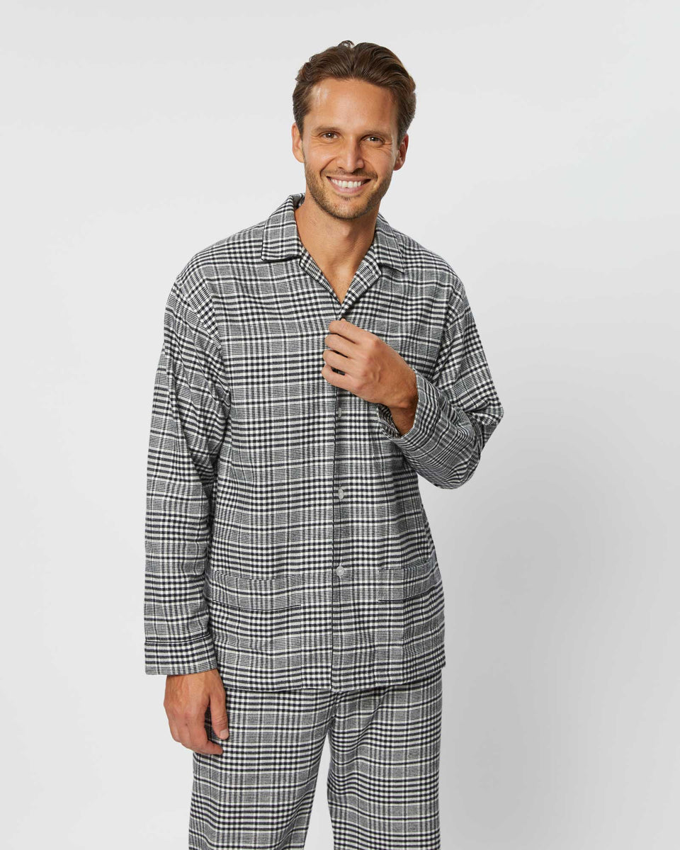 Men's Brushed Cotton Pyjamas Falstone Check Bonsoir of London