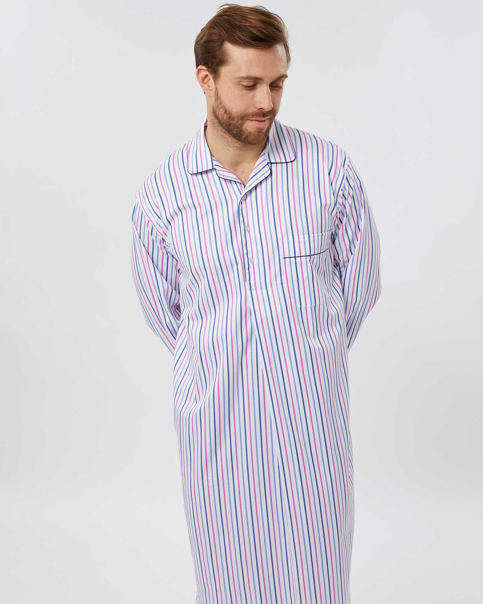 Men's Two-fold Cotton Nightshirt - Langley – Bonsoir Of London