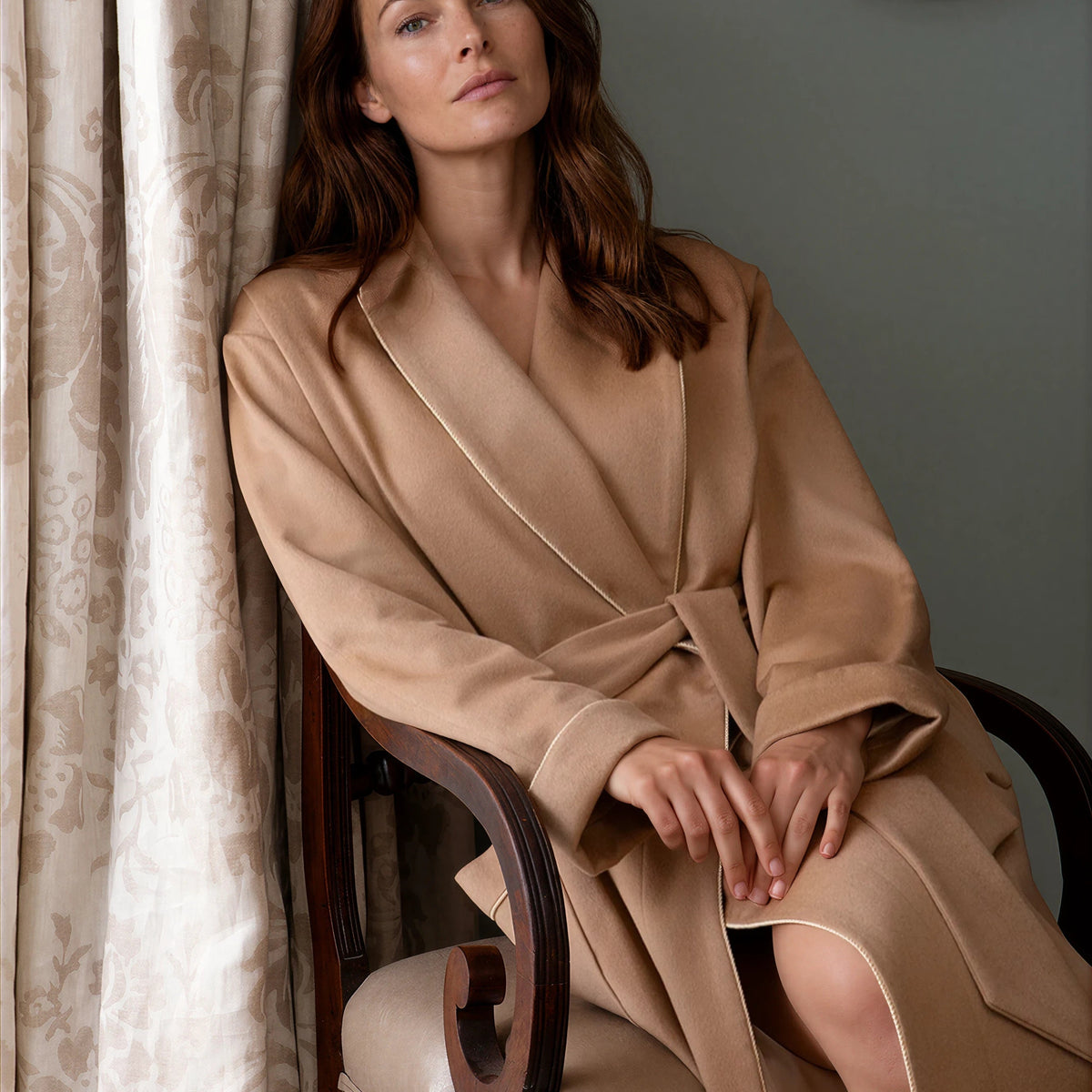 ladies cashmere dressing gown - camel product info and reviews Women's Luxury Robe heavy cardigan