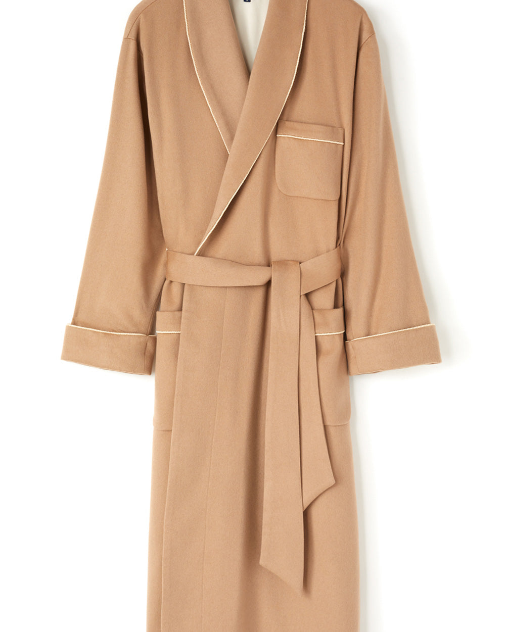 Men's Luxury Camel Silk Lined Cashmere Robe | Bonsoir of London