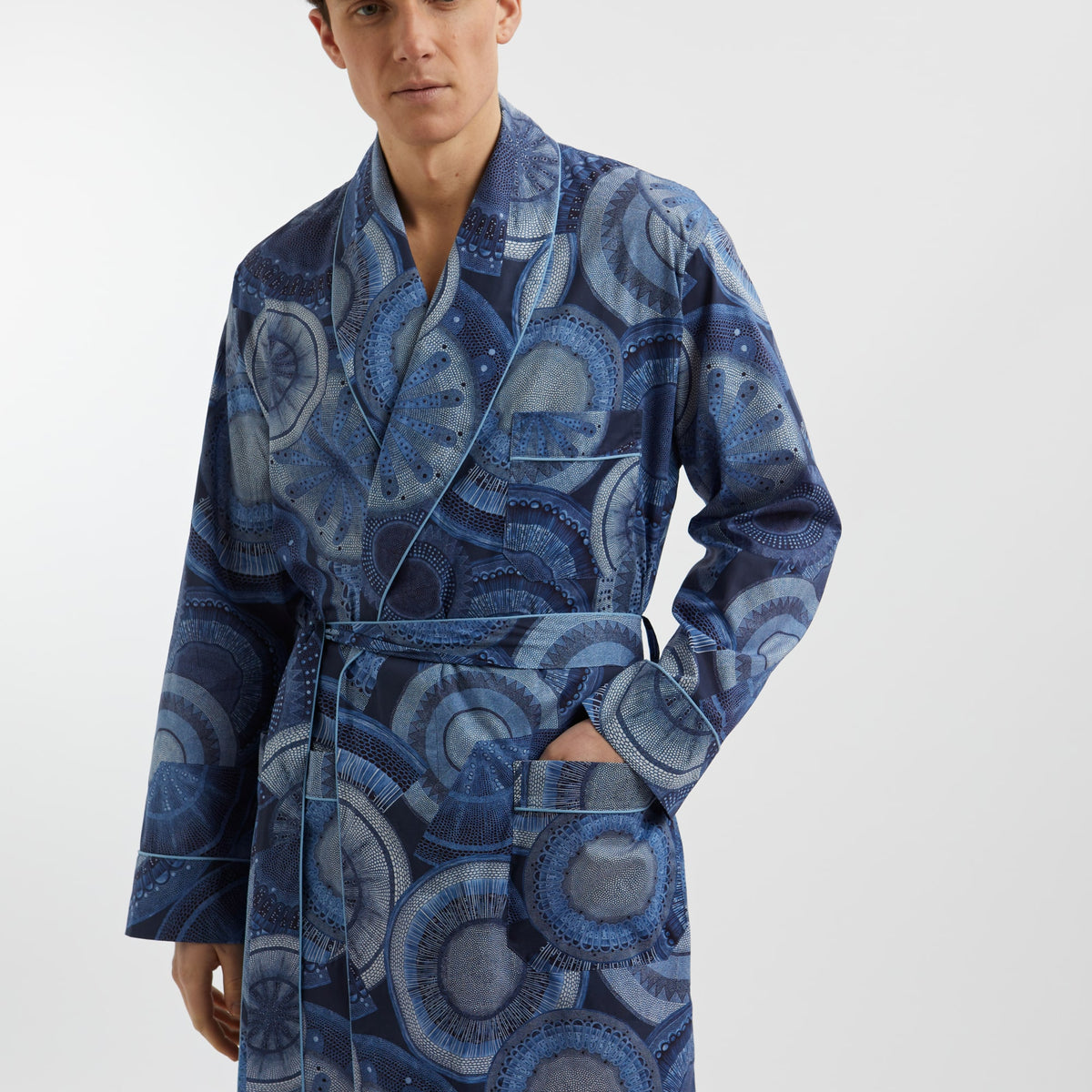 Men's Organic Cotton Dressing Gown Made with Liberty Fabric Botanist