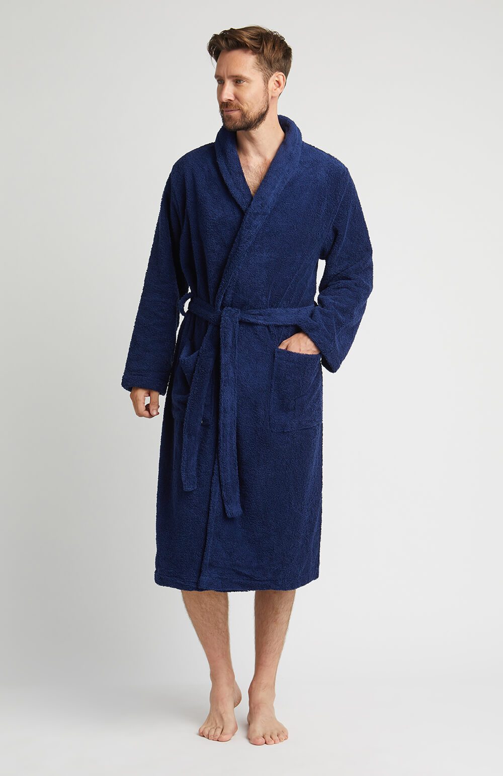 Towelling Robe Midnight | Bonsoir of London