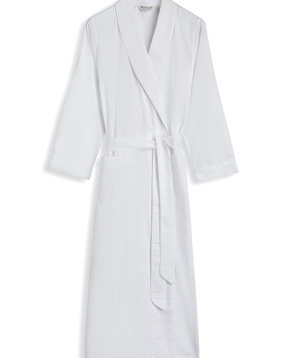 Women's White Jacquard Dressing Gown | Bonsoir of LondonWomen's Cotton Jacquard Dressing Gown - White | Bonsoir of London