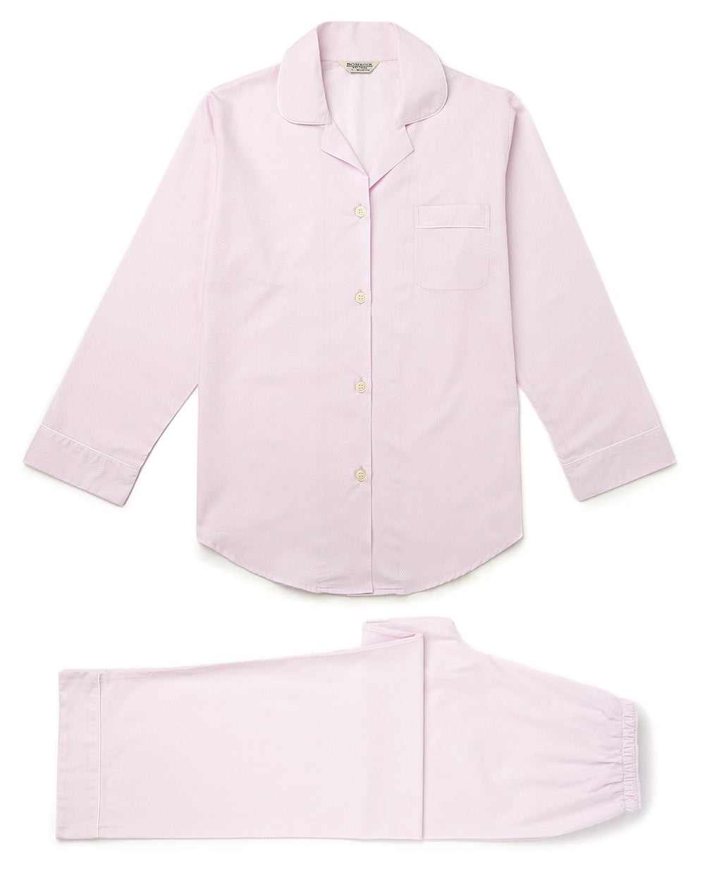 Women's Pink Jacquard Pyjamas | Bonsoir of LondonWomen's Cotton Jacquard Pyjamas - Pink