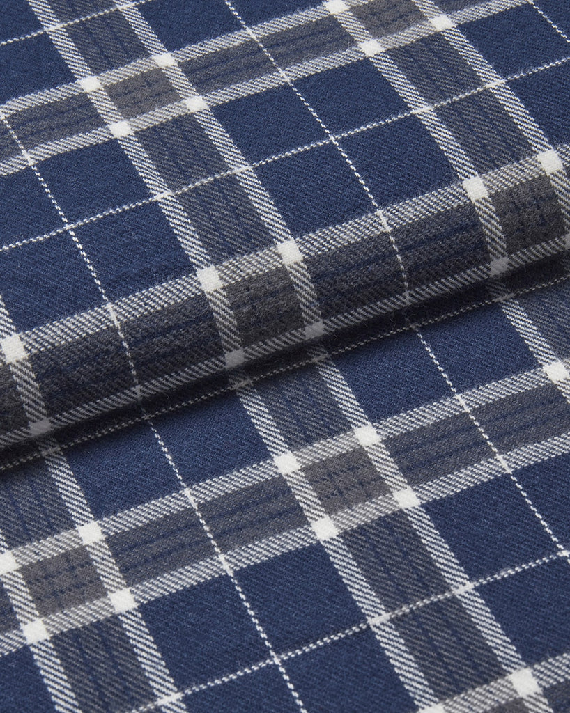 Men's Brushed Cotton Pyjama Trousers - Shepton Blue Plaid | Bonsoir of London