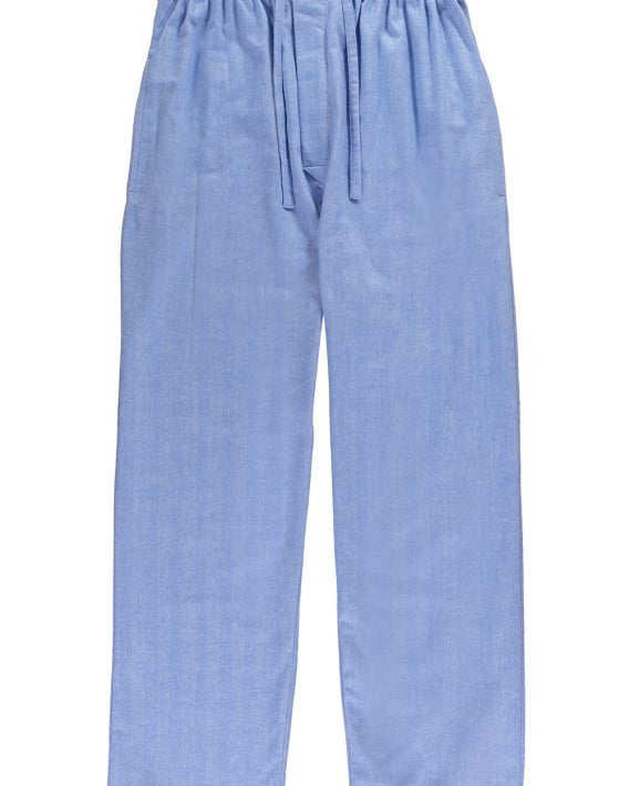 Brushed Cotton Pyjama Trousers (jm54) - Sky Herringbone | Bonsoir of London