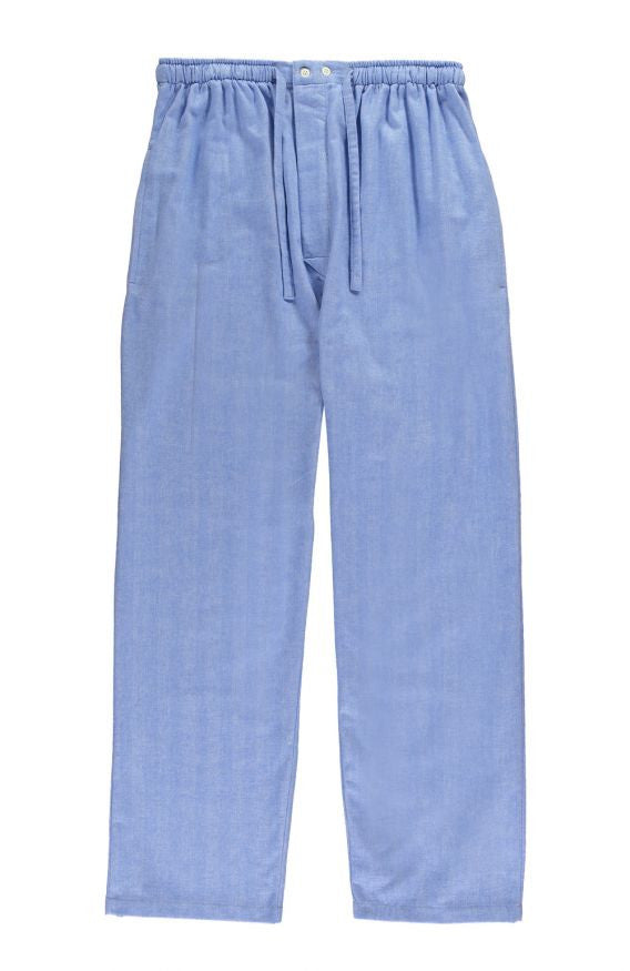 Brushed Cotton Pyjama Trousers (jm54) - Sky Herringbone | Bonsoir of London