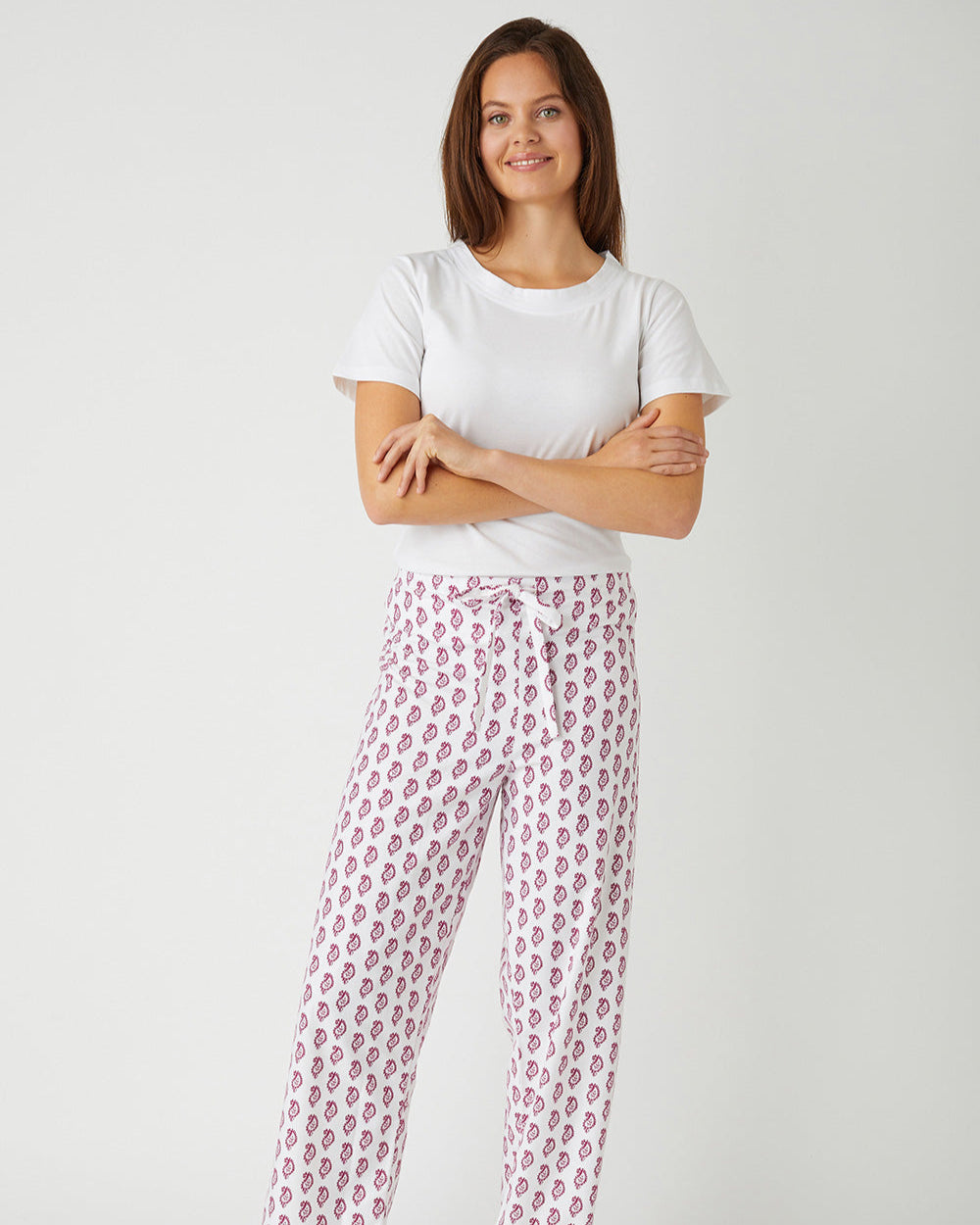 Brushed Cotton Berry Paisley Pyjama Trousers | Bonsoir of London