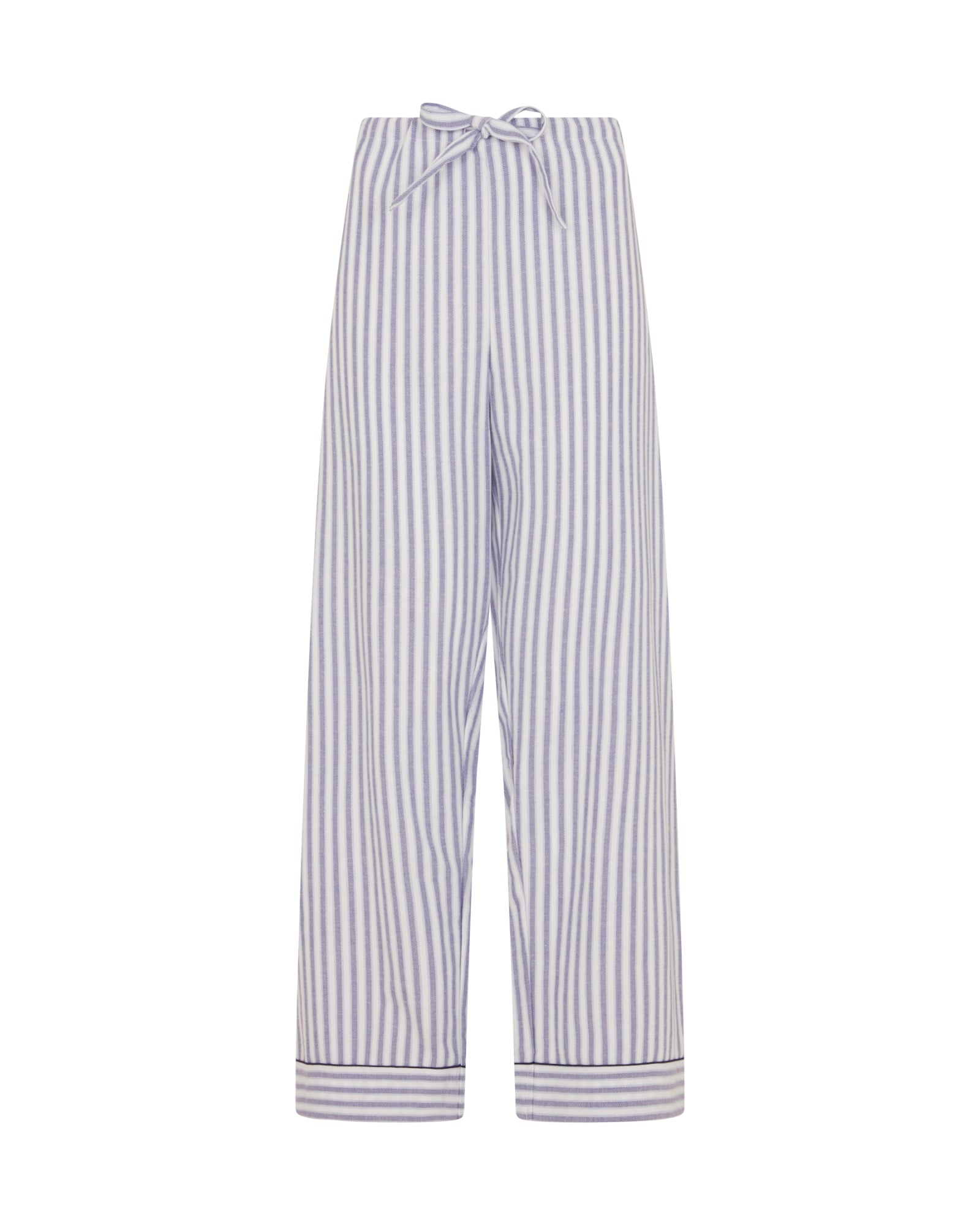 Women's Brushed Cotton Pyjama Trousers Berry Stripe Bonsoir of London