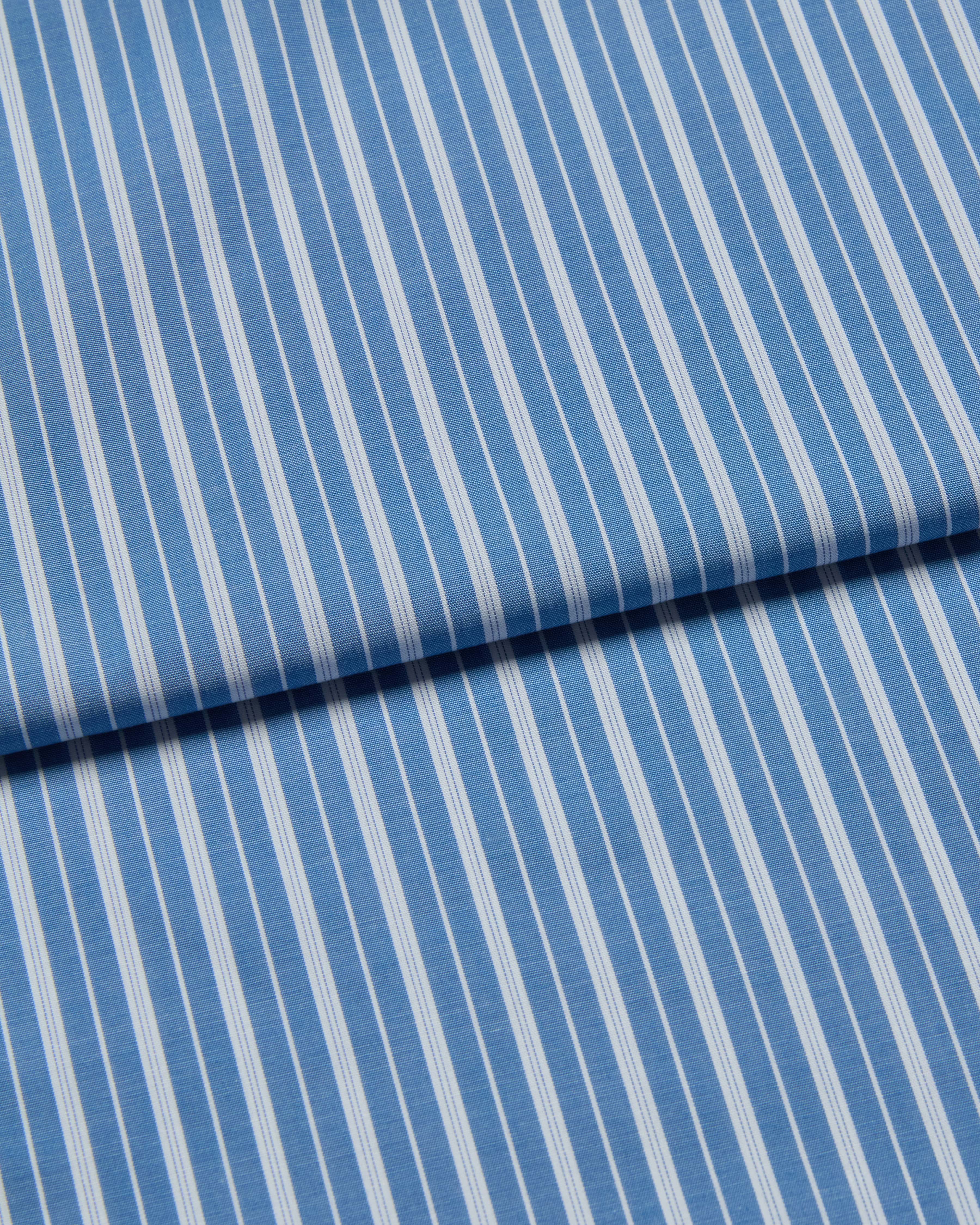 Close-up of blue and white striped fabric