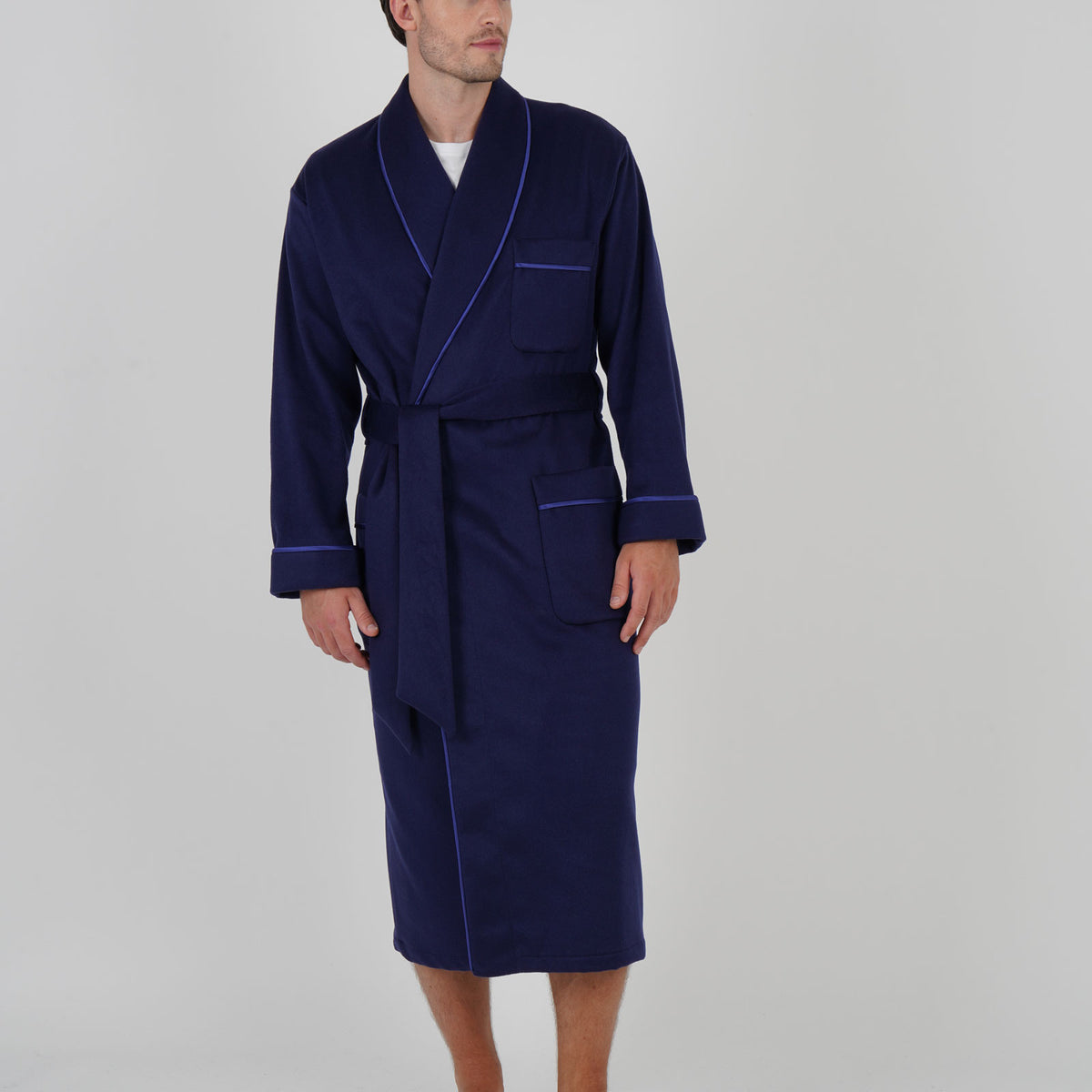 Men's Cashmere Robe - Navy – Bonsoir of London