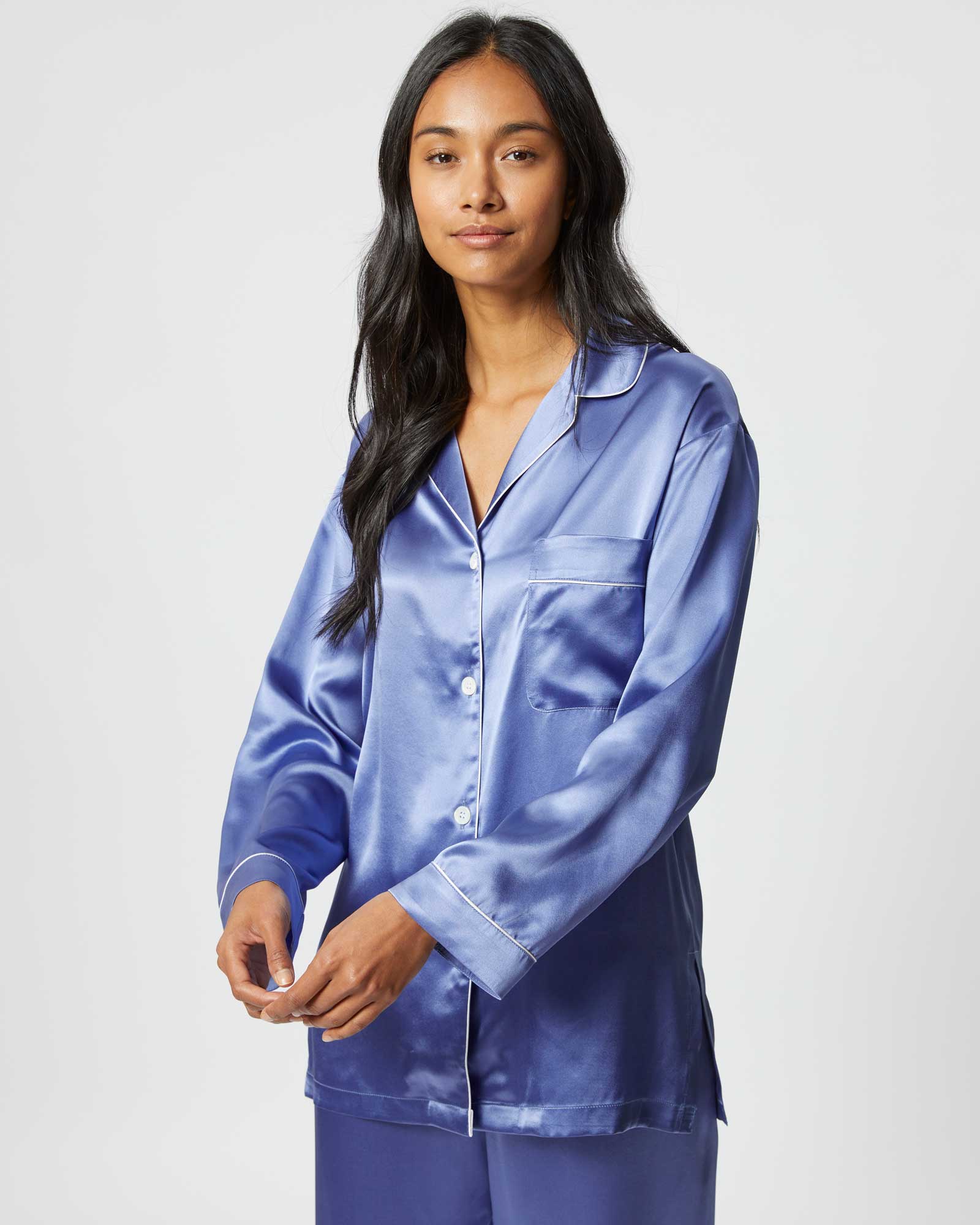 Silk Sleepwear Women's Silk Pyjamas Periwinkle – Bonsoir Of London