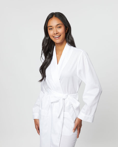 knee length dresses for ladies Women's White Jacquard Short Dressing Gown