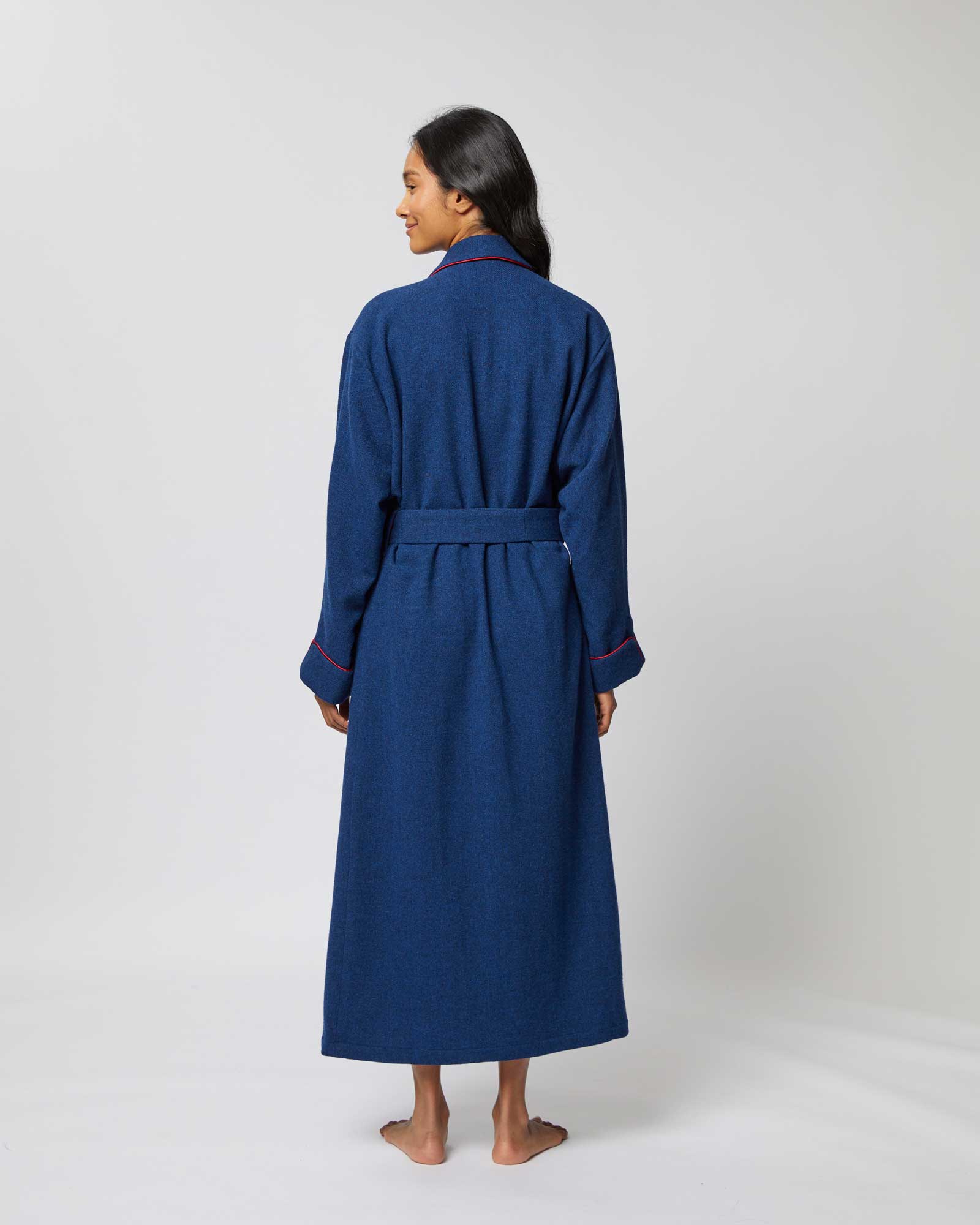 Women's Silk-Lined Wool Robe - Royal Blue – Bonsoir of London