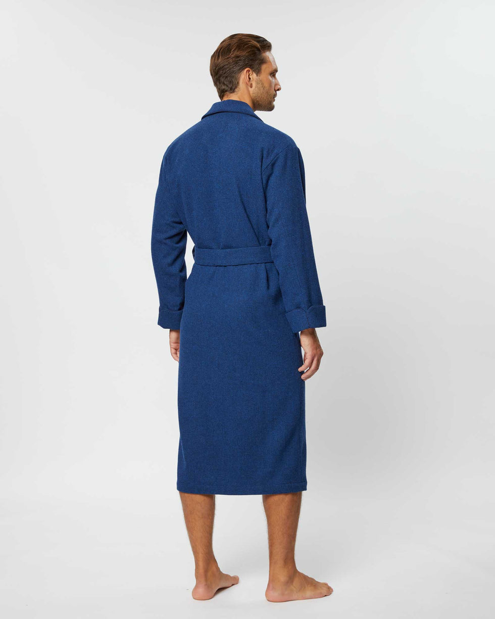 Men's Silk-Lined Wool Robe - Royal Blue – Bonsoir of London