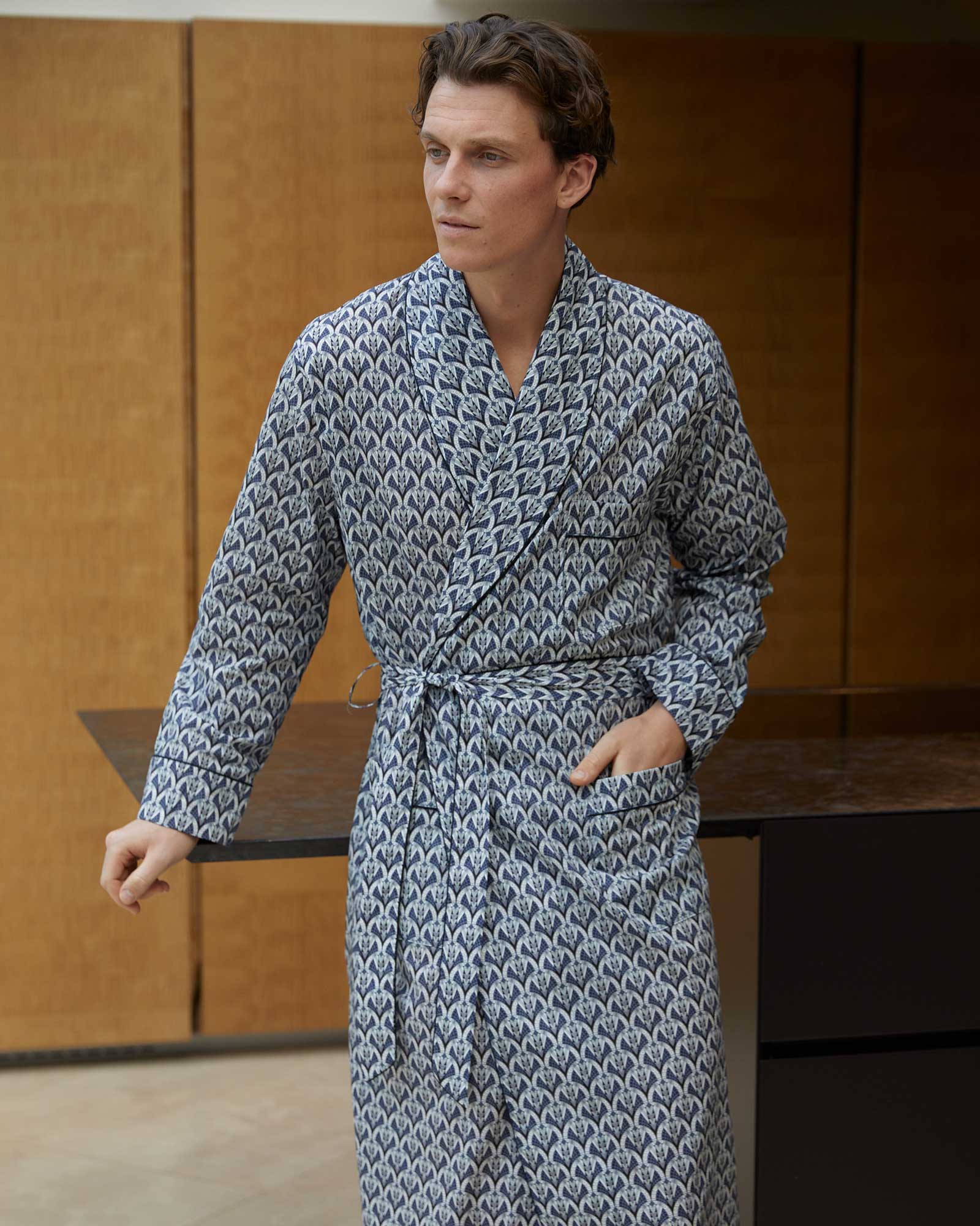 Men's Organic Cotton Dressing Gown Made with Liberty Fabric - Botanist –  Bonsoir of London