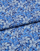 Blue floral patterned cotton fabric