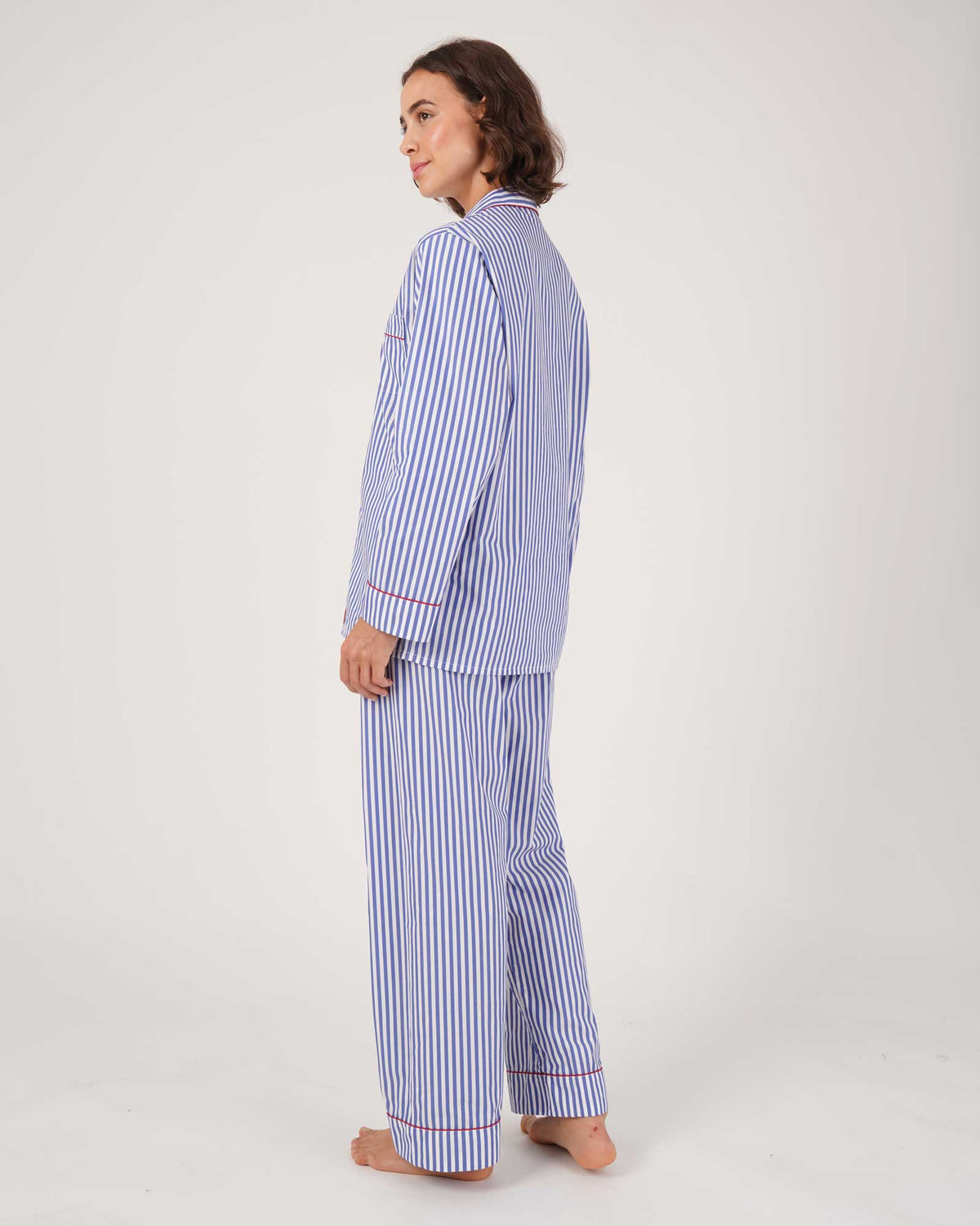 Women's 100% Cotton Pyjamas - Blue & White Stripe | Luxury Cotton ...