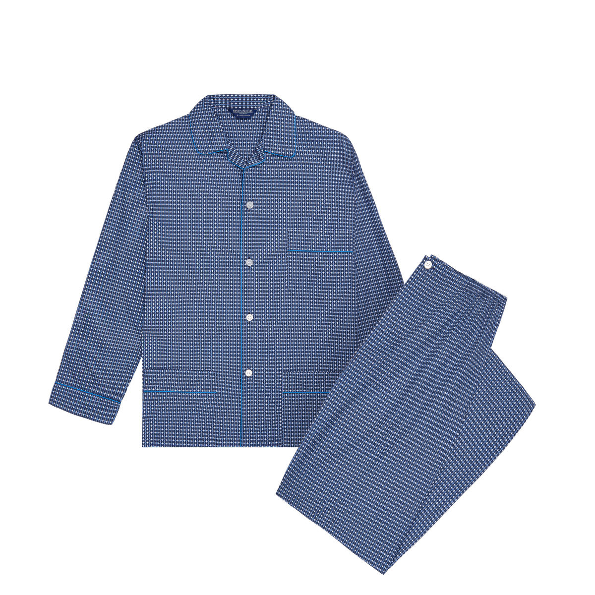 Men's Classic Cotton Pyjamas - Padbury Geo Blue – Bonsoir of London