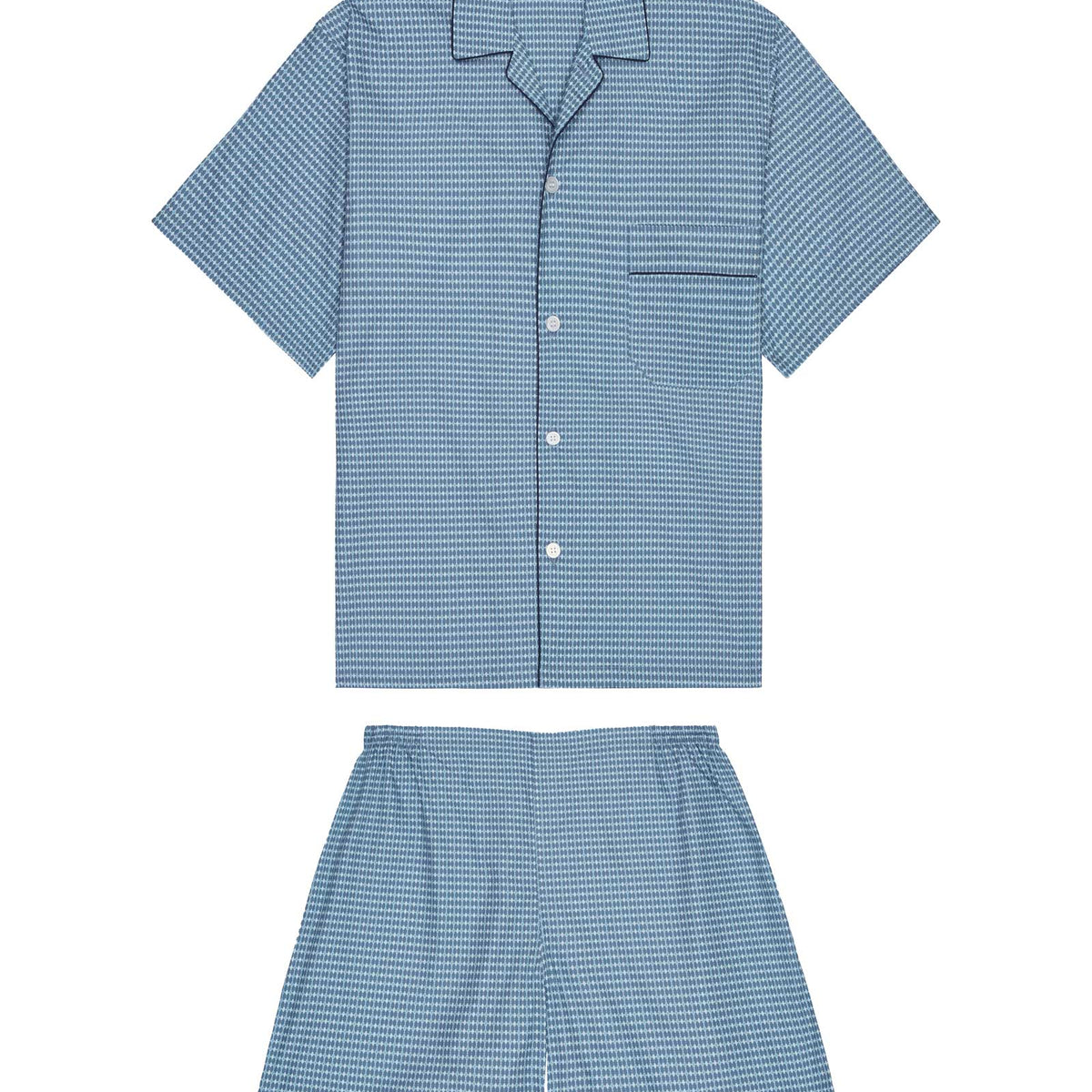 Men's Classic Cotton Short Pyjamas - Padbury Geo Light Blue – Bonsoir ...
