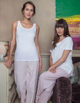 Brushed Pastel Pyjama Trousers (bltf) - Pink Stripe | Bonsoir of London