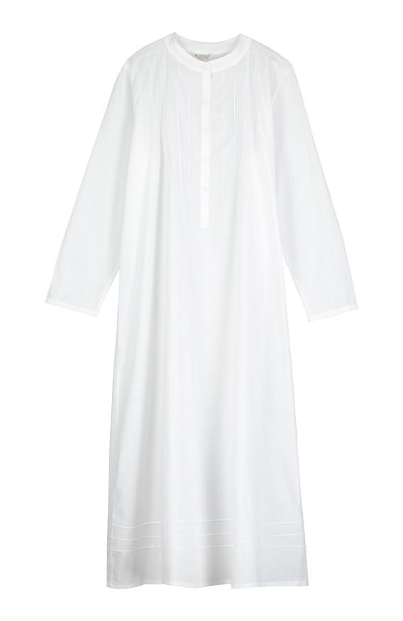 Women's Long Sleeved White Nightdress | Bonsoir of London