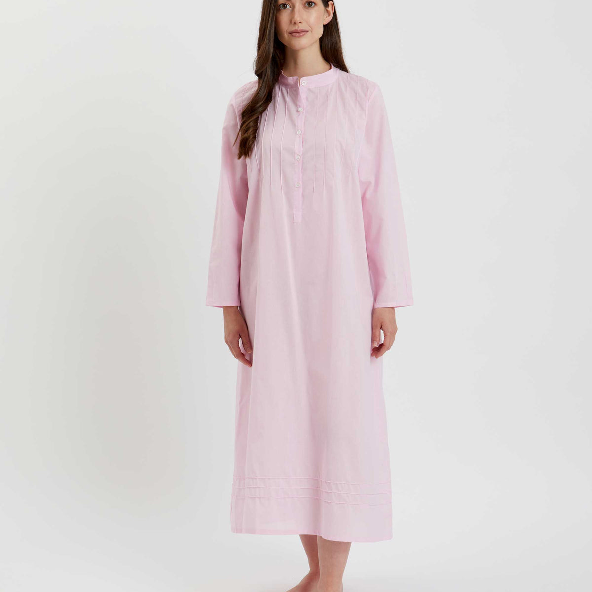 Women's Victoria Long Sleeve Pink Nightdress | Bonsoir of London