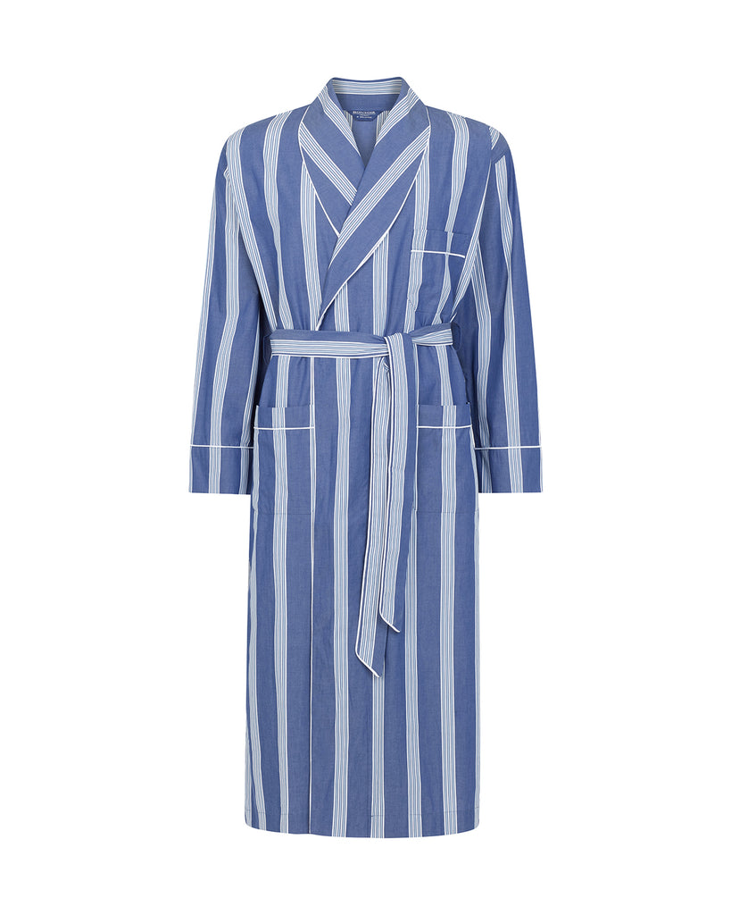 Men's Classic Cotton Dressing Gown - Arlington Stripe – Bonsoir of London