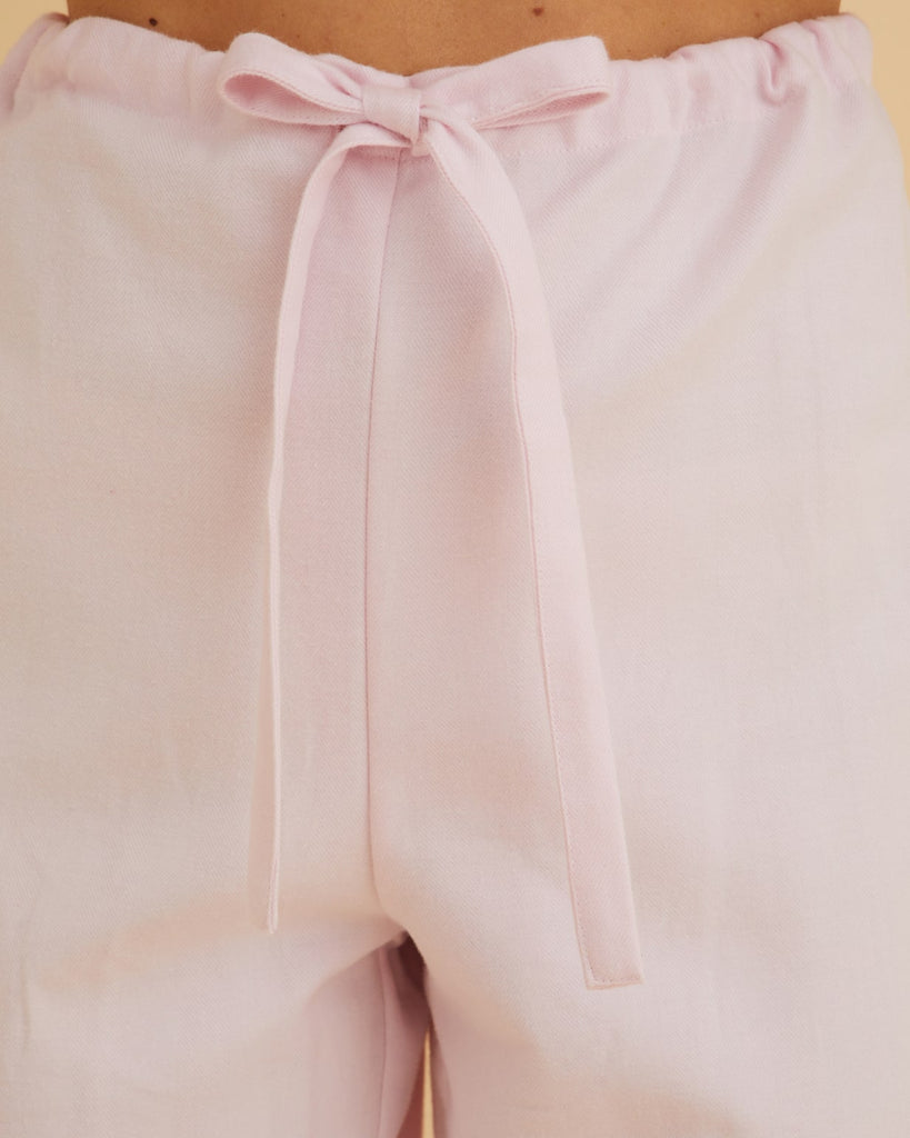 Women's Brushed Cotton Pyjamas - Pink Herringbone | Bonsoir of London