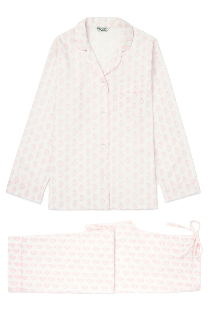 Brushed Pastel Pyjamas (blps) - Pink Paisley | Bonsoir of London