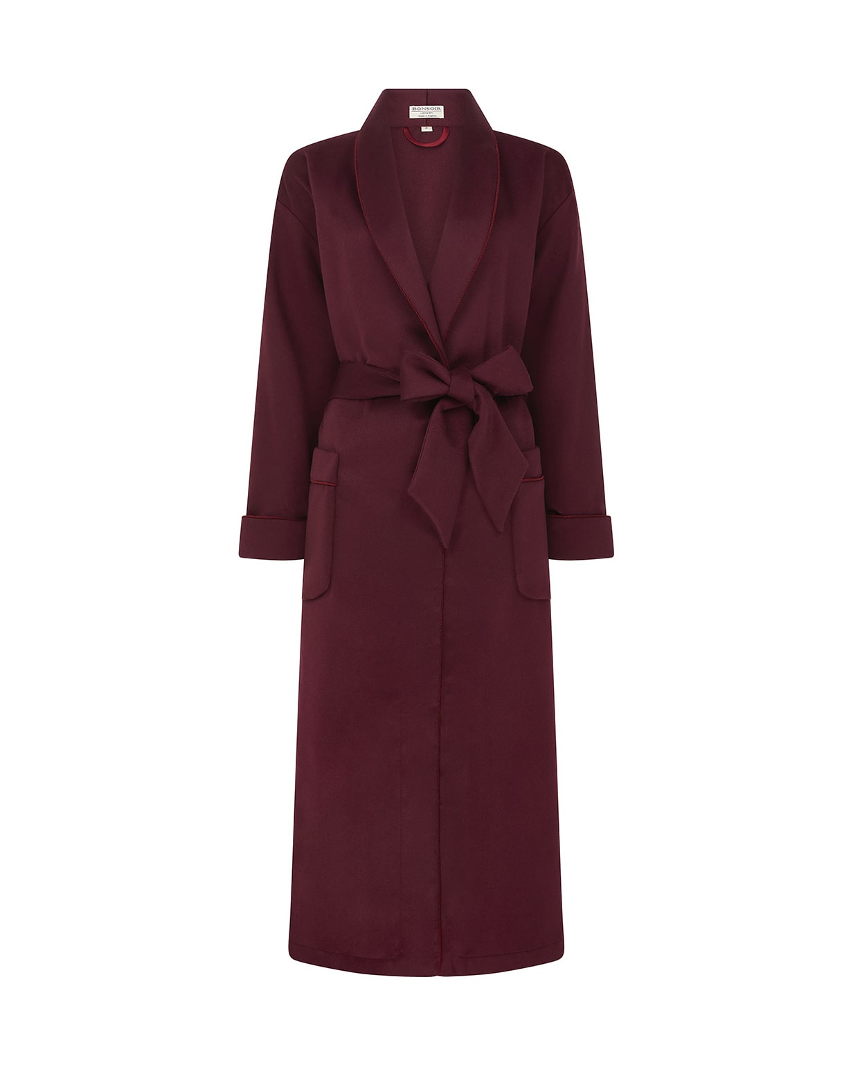 Women's Cashmere Robe - Claret | Bonsoir of London