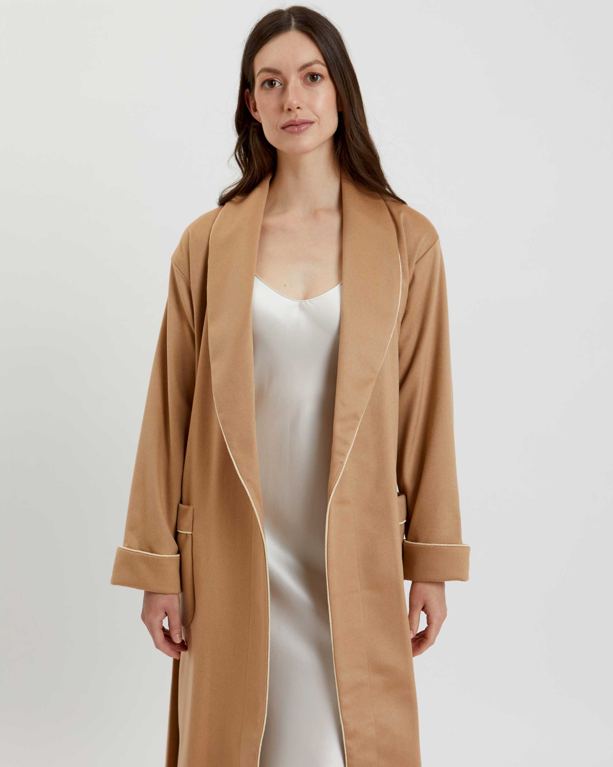 Women's Luxury Camel Cashmere Robe | Bonsoir of London