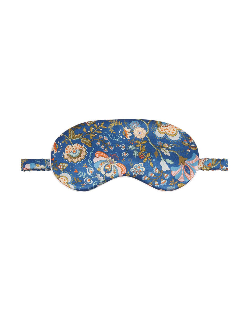 Women's Silk Eye Mask - Mabelle Liberty Silk Fabric Blue Floral | Bonsoir of London
