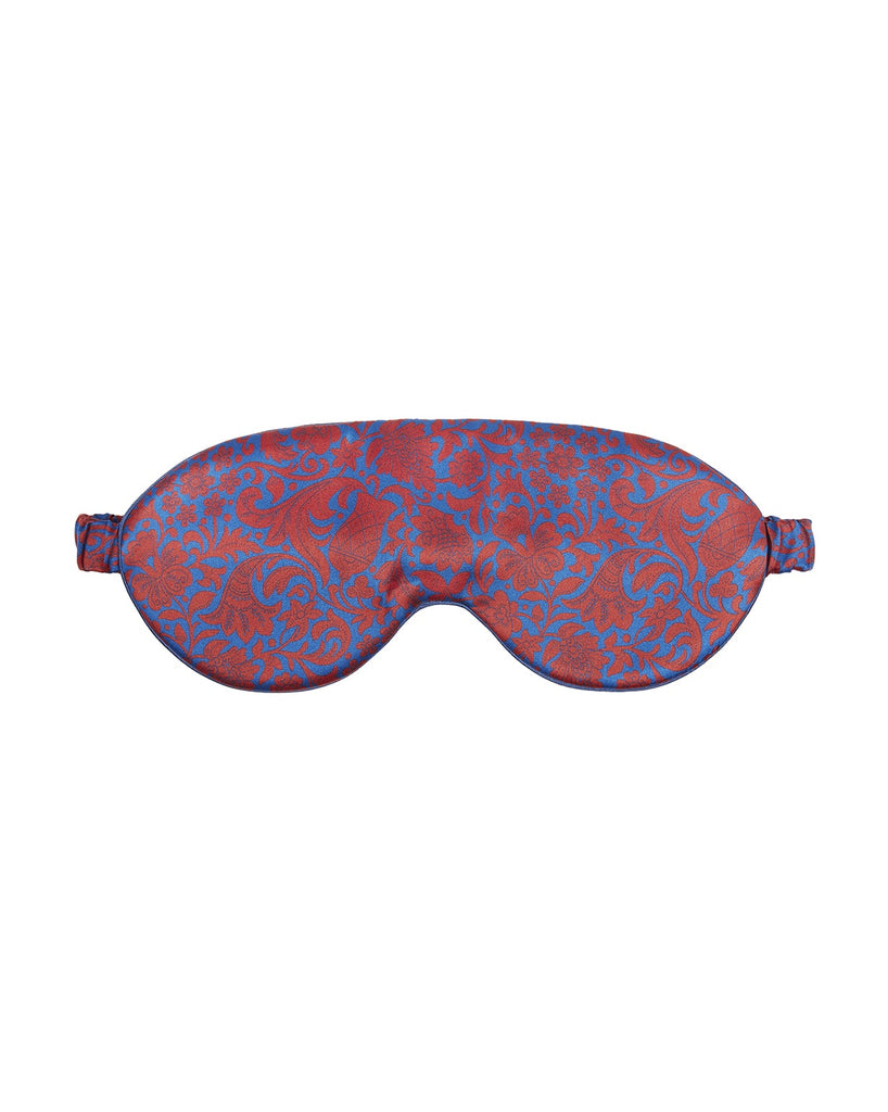 Men's Silk Eye Mask - Liberty Fabric Robertson Red Blue Print | Bonsoir of London