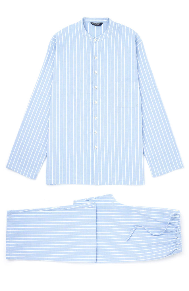 Brushed Cotton Classic Stripe Grandad Pyjamas | Bonsoir of London