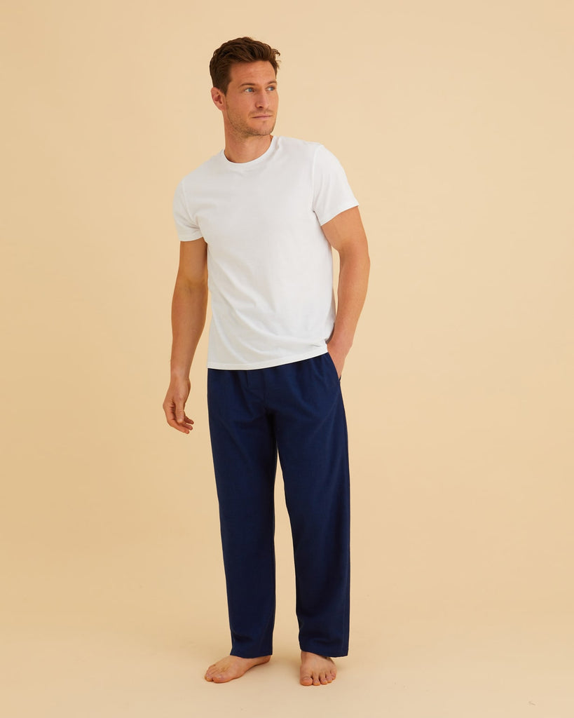 Men's Brushed Cotton Pyjama Trousers - Royal Bude Check | Bonsoir of London