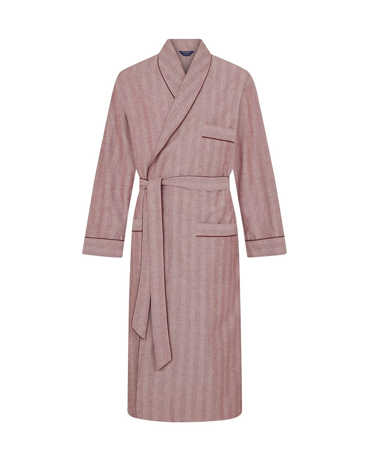 Men's Brushed Cotton Dressing Gown Harriston Red Herringbone | Bonsoir of London