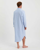 Men's Long Brushed Cotton Nightshirt - Classic Blue White Stripe | Bonsoir of London