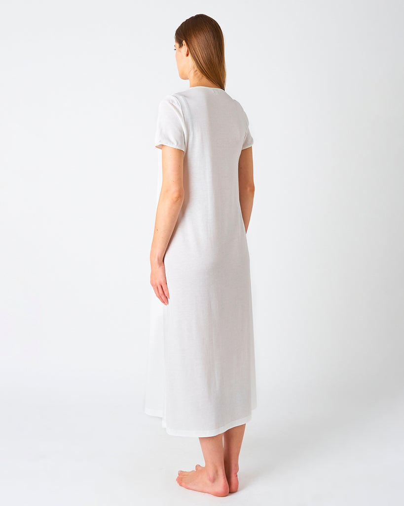 French Pleat Antique White Short Sleeve Nightdress | Bonsoir of London