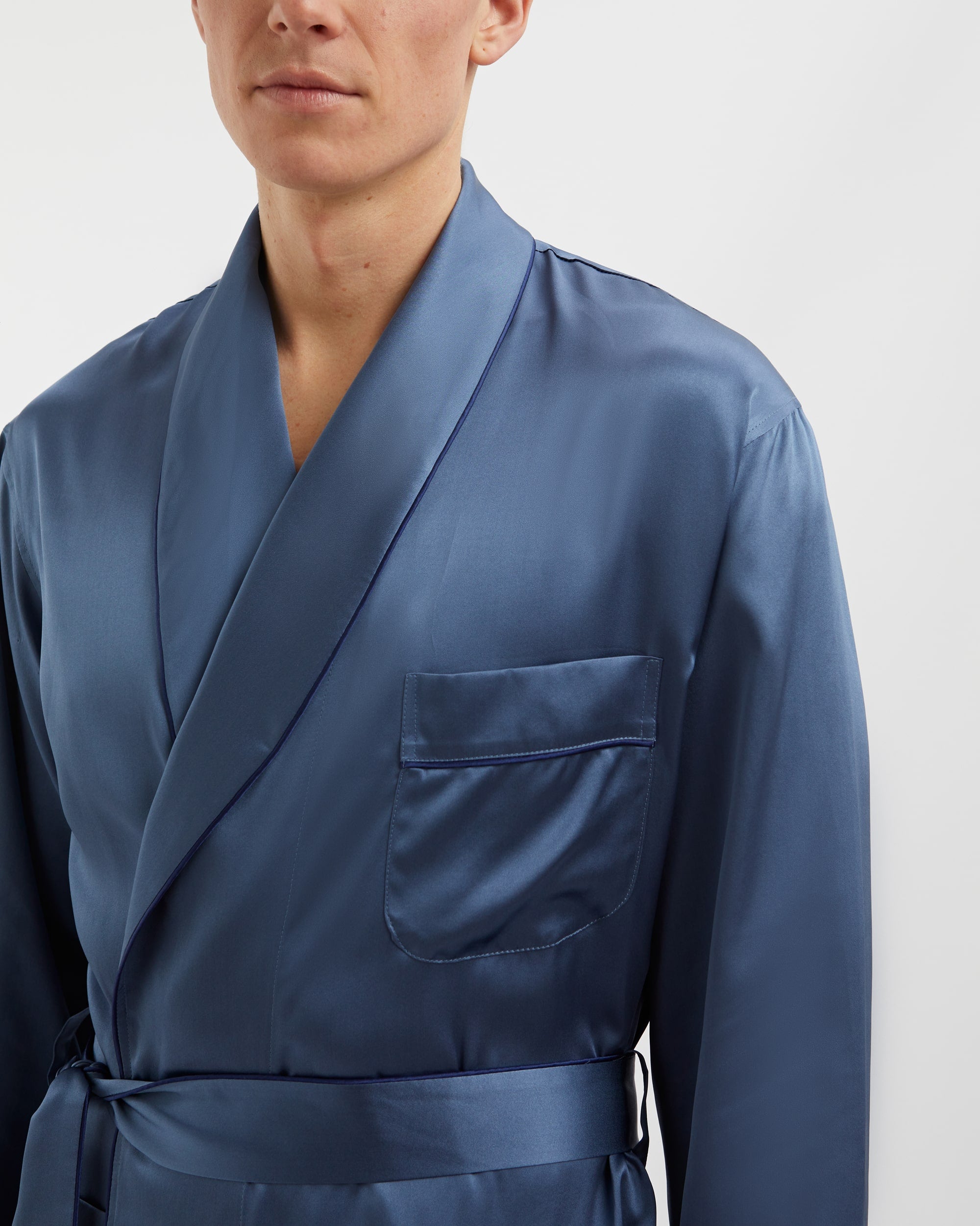 Men's Silk Satin Nightgown Stripe Sleepwear Pyjamas Long Sleeve Loose Silk  Dressing Gown Nightwear with Sash Belt Bathrobe Robe Blue L-XXL,Dark blue  stripes,XL : Amazon.co.uk: Fashion