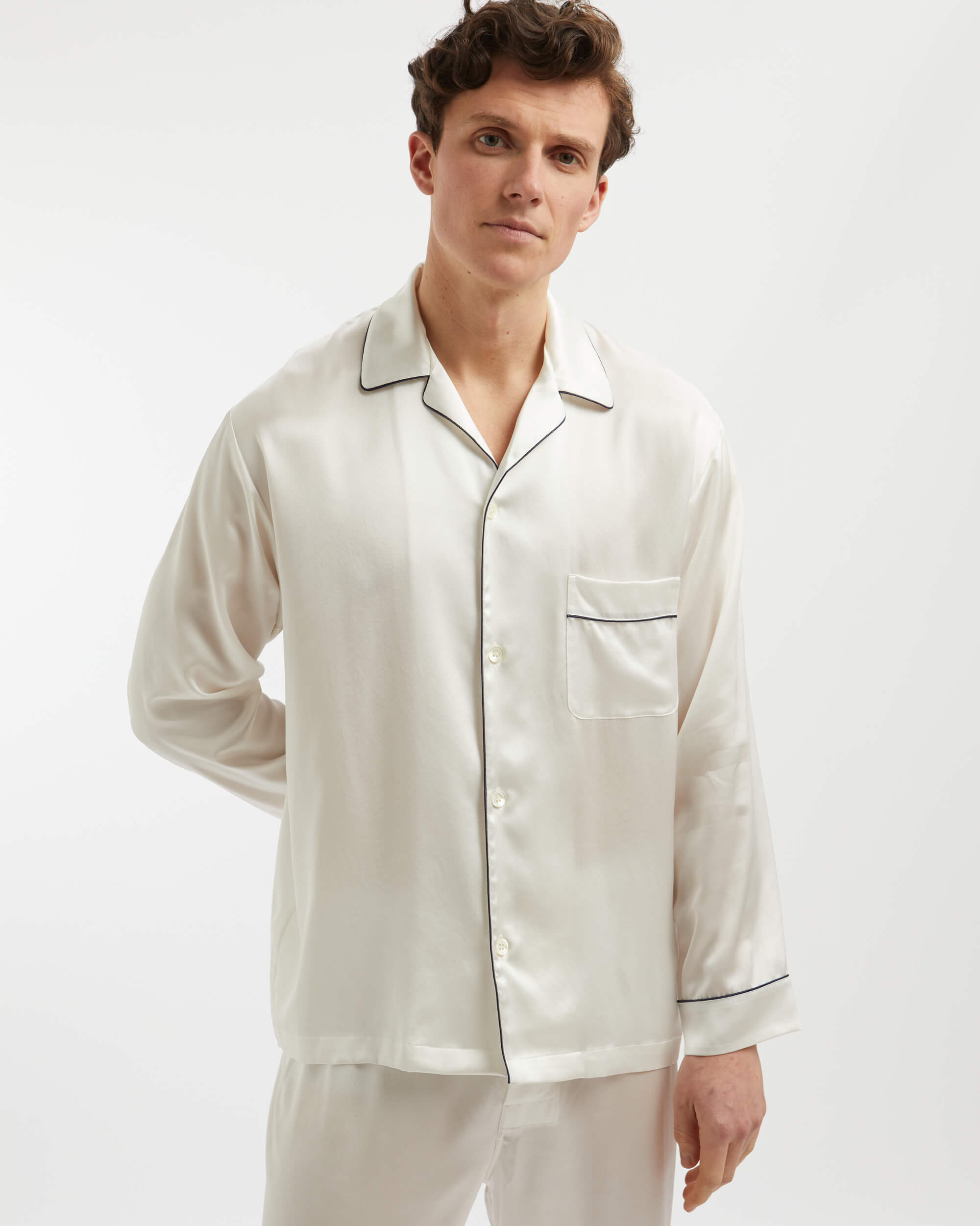 Men's Luxury Ivory Silk Pyjamas