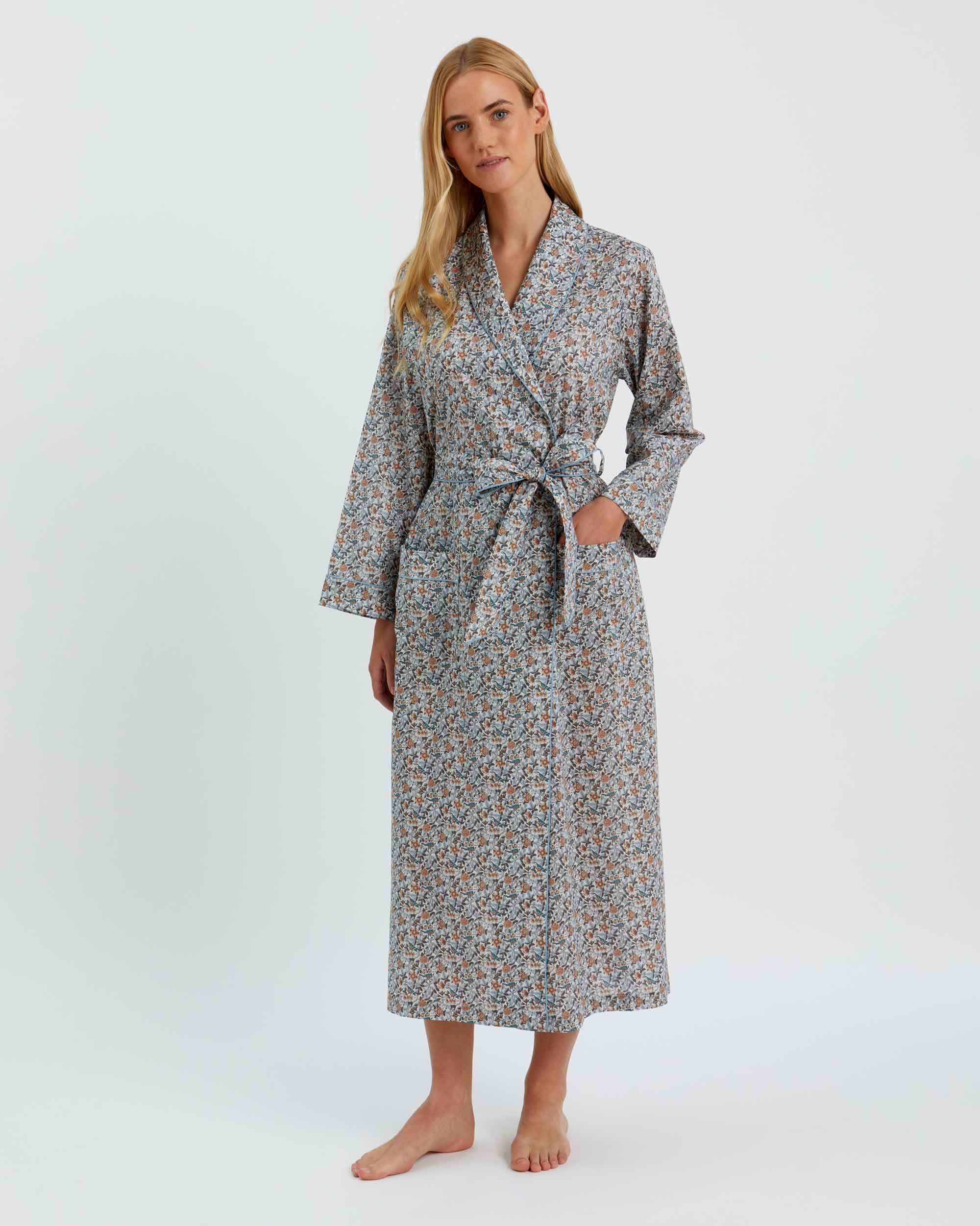 Susannah Cotton Women's Cotton Dressing Gown Kimono - Wild Flower | A  luxurious and stylish way to relax at home