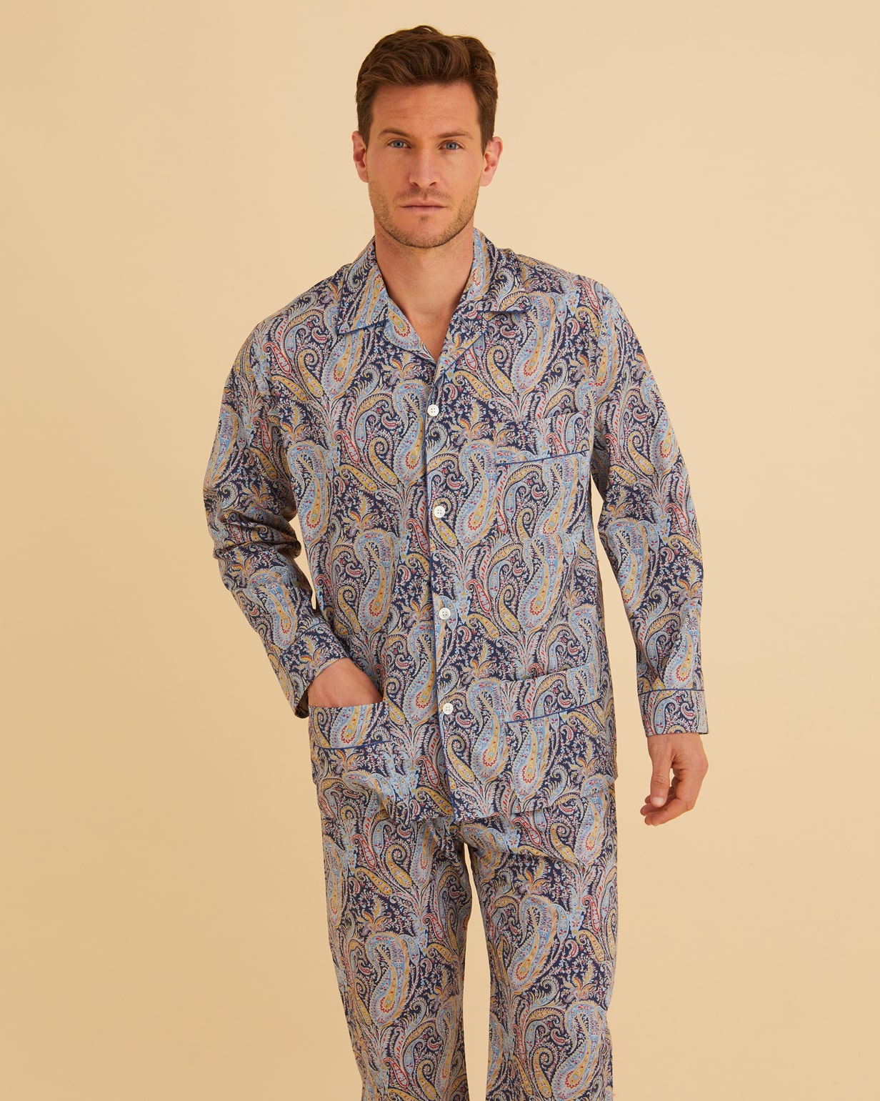 Men's Fine Cotton Pyjamas Made with Liberty Fabric - Felix Paisley | Bonsoir of London