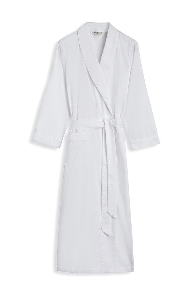 Women's White Jacquard Dressing Gown | Bonsoir of LondonWomen's Cotton Jacquard Dressing Gown - White | Bonsoir of London