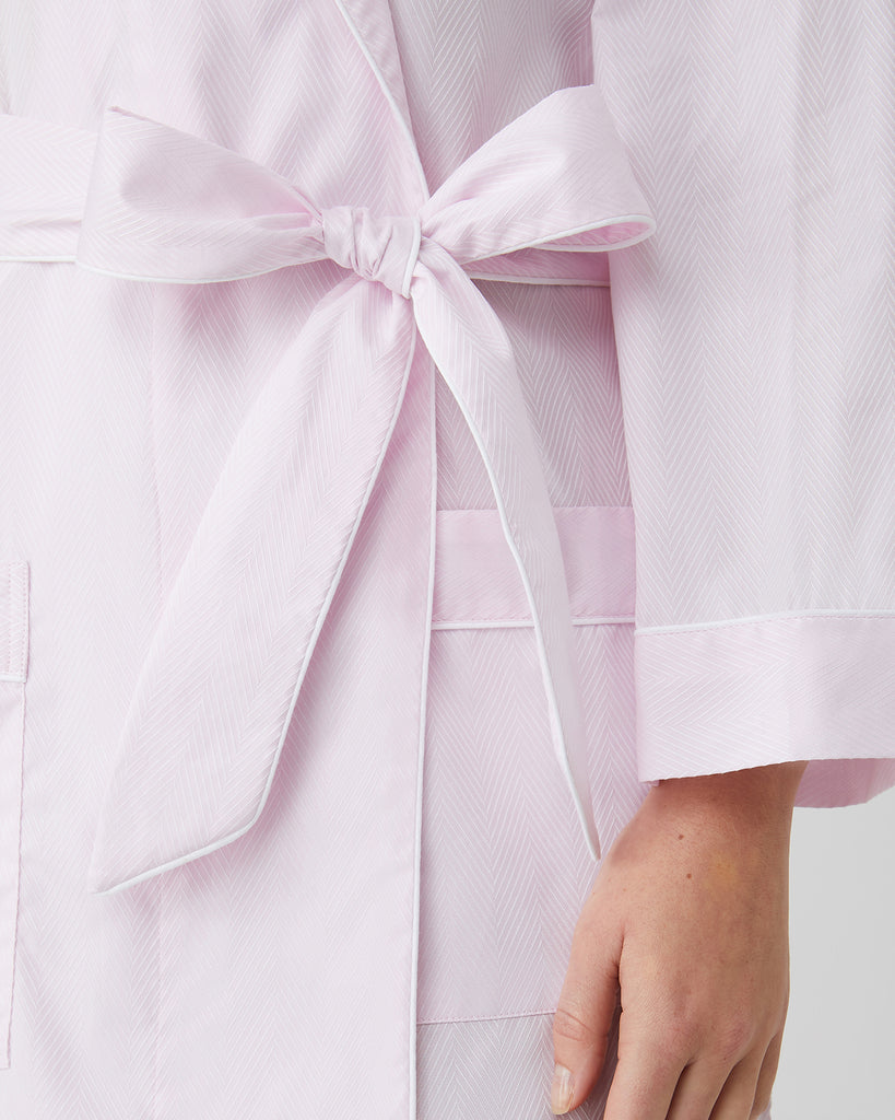 Women's Pink Jacquard Short Dressing Gown | Bonsoir of London