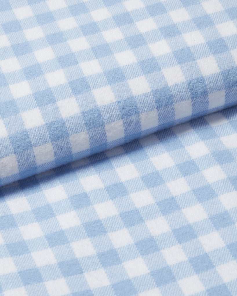 Women's Brushed Cotton Pyjamas - Sky Blue Gingham | Bonsoir of London