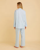 Women's Satin Stripe Pyjamas Sky Blue | Bonsoir of London