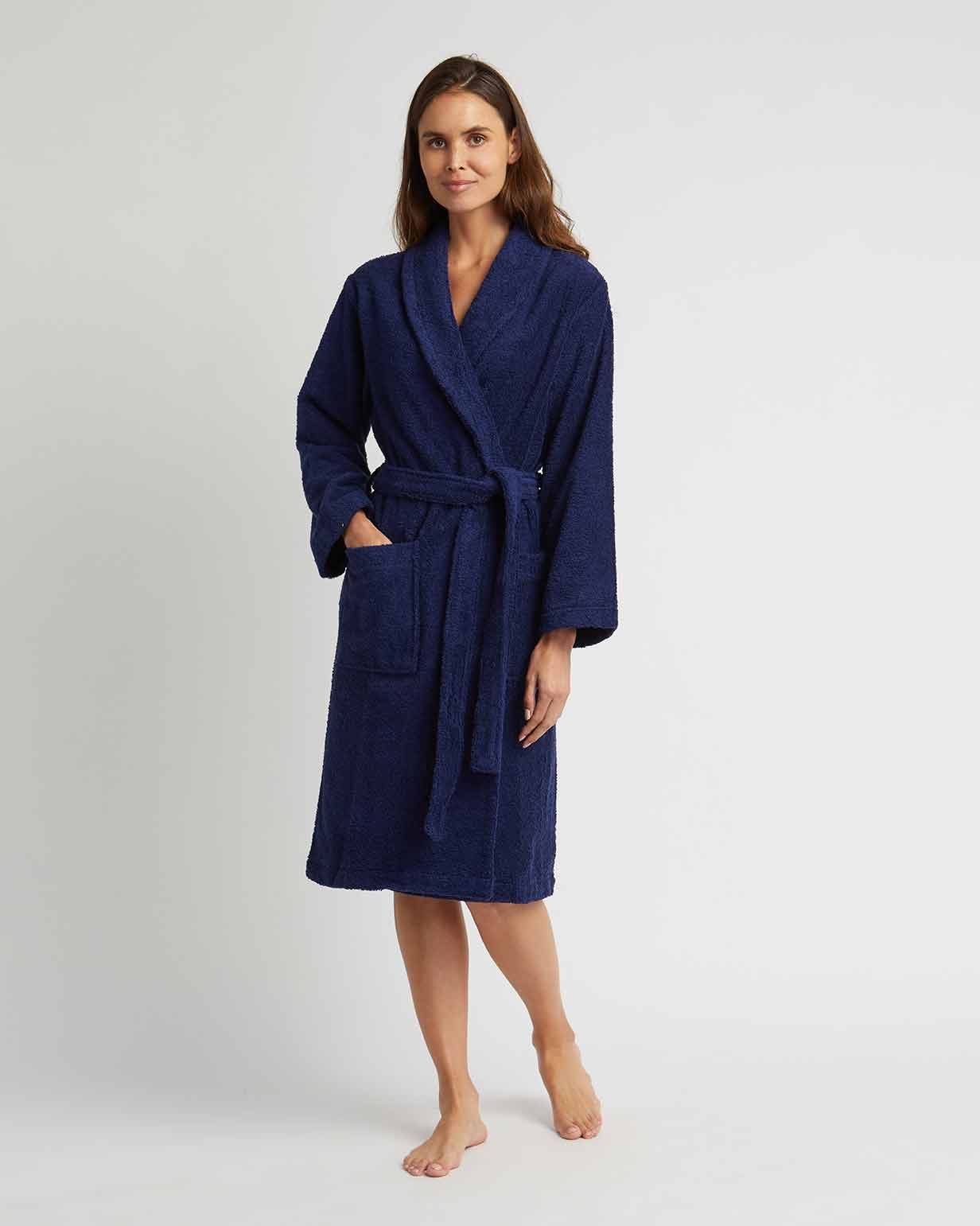 Towelling Robe Midnight | Bonsoir of London