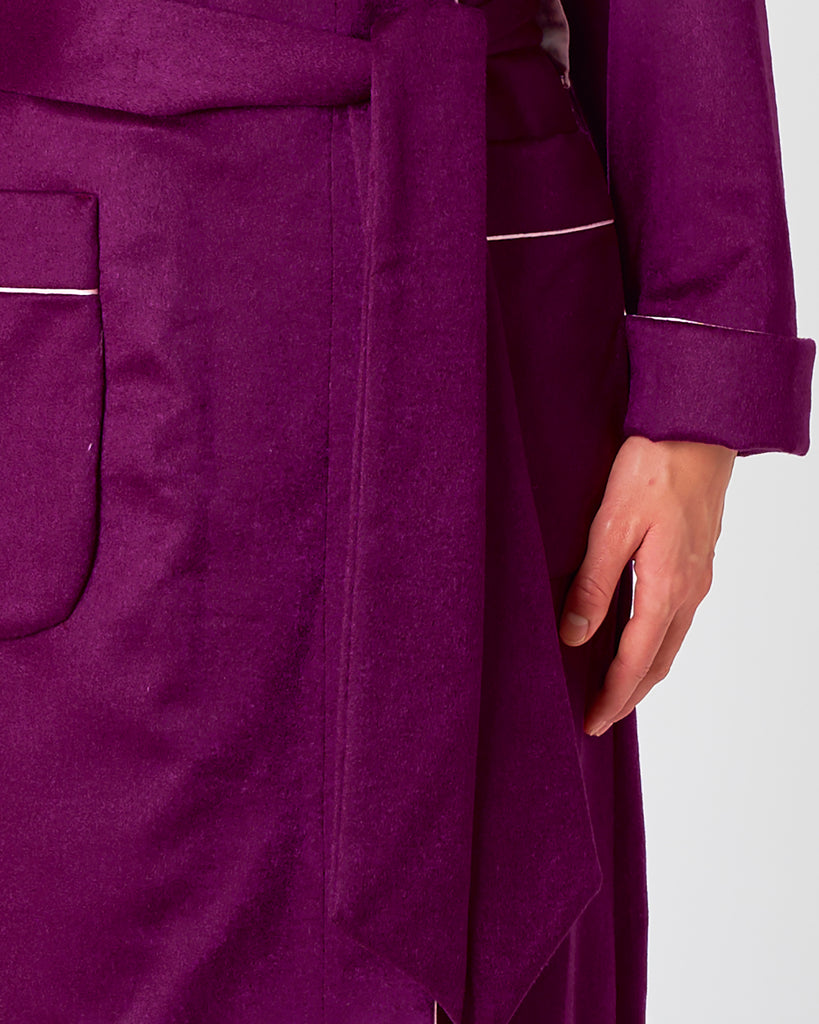 Women's Luxury Plum Cashmere Robe | Bonsoir of London